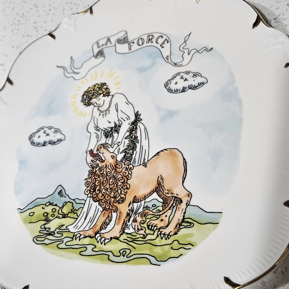 Anthropologie White Gold-Trimmed Tarot Plate 'La Force' - Picture 2 of 8